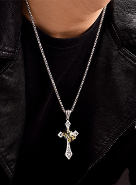 欧美皇冠十字架项链男嘻哈潮流