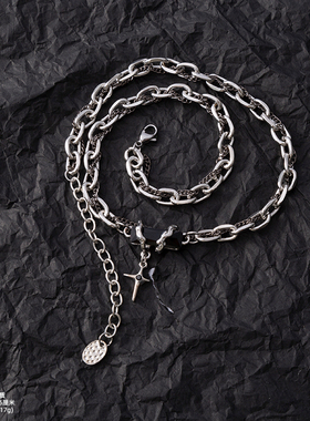 缠绕繁星黑色宝石项链男女轻奢