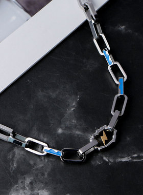 闪电古巴链项链钛钢男士潮牌百搭