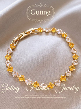 古婷精致几何菱形水钻手链高级感