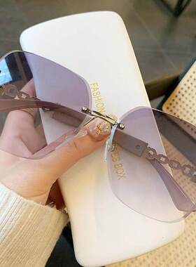 新款时尚无框太阳镜锁链腿