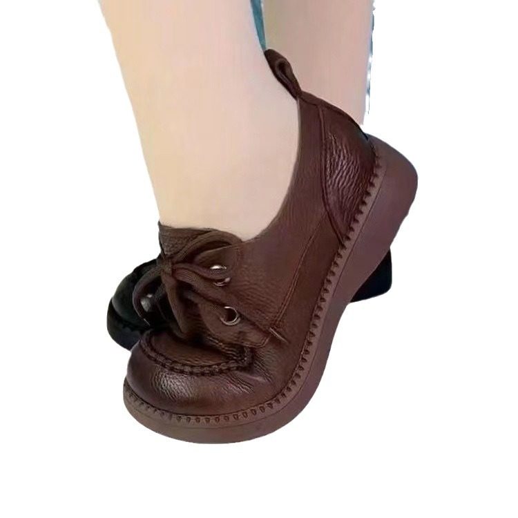 真软皮外穿小皮鞋女2025新款女鞋平底女士百搭厚底乐福鞋一脚蹬,淘宝优惠券,粉丝福利购,淘宝优惠卷