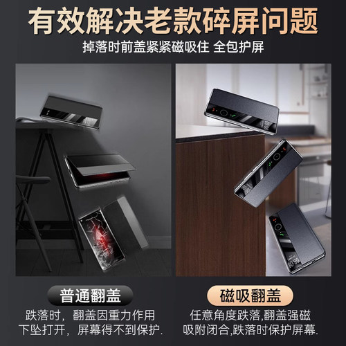 [顺丰空运]鸿锦富适用华为mate60rs非凡大师手机壳新款真皮磁吸翻盖40RS保时捷全包防摔保护壳男50rs智能视窗 - 图1