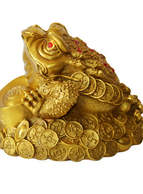 德缘居铜金蟾摆件三脚蟾蜍大号元宝金蝉批发