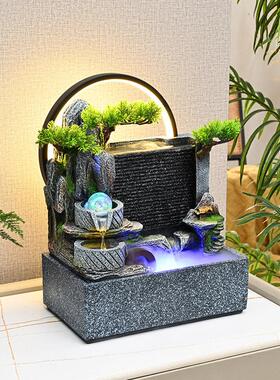 假山流水生财摆件循环水景办公室客厅玄关风水轮桌面摆件开业乔迁