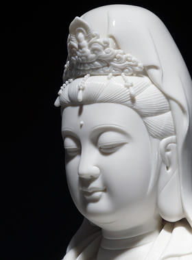 祥云观音佛像菩萨家用陶瓷摆件德化白瓷纯手工陶瓷工艺品客厅桌面