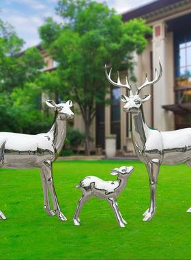 304不锈钢鹿雕塑 户外园林购物广场售楼部酒店水景抽象鹿装饰摆件