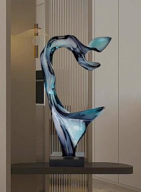 现代透明树脂雕塑摆件酒店大堂玄关样板房客厅抽象软装工艺术饰品