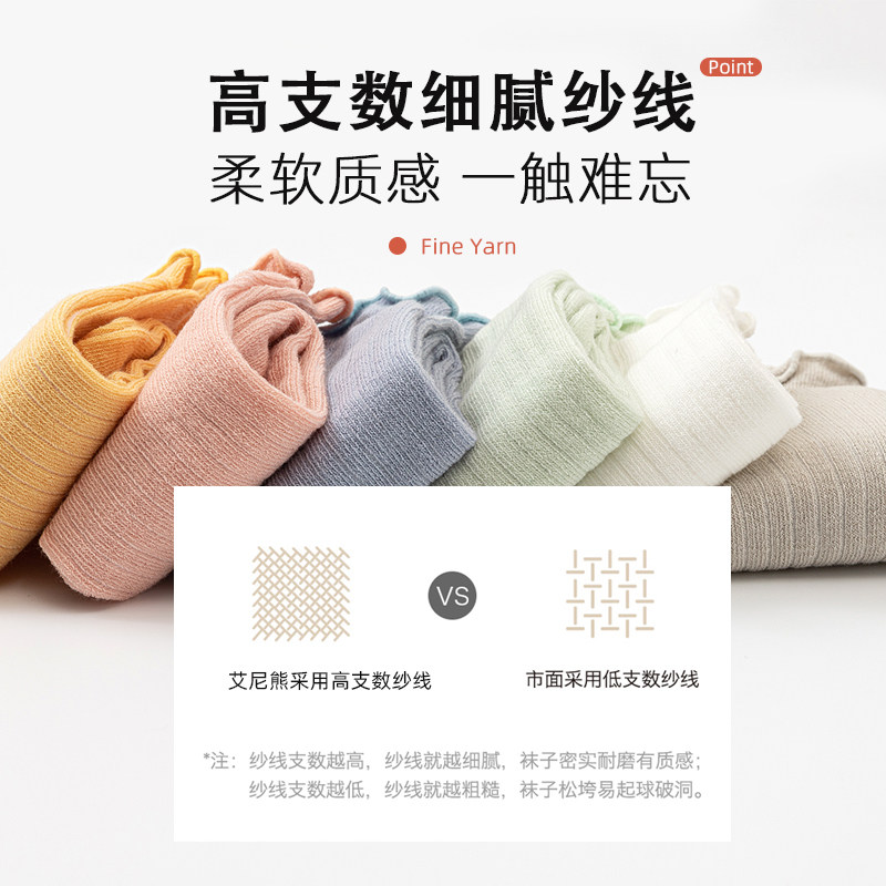 艾尼熊春秋纯棉宝宝新生过膝长筒袜 艾尼熊儿童袜子(0-16岁)