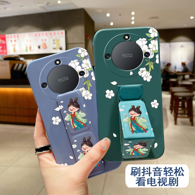 古风唐美人适用于荣耀X70手机壳新款X60gt/X50i磁吸腕带支架X40桌面支撑架荣耀Power中国风荣耀GTPro全包防摔