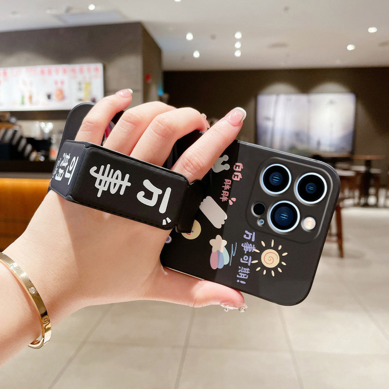 适用苹果16E手机壳16ProMax/15万事可期13磁吸支架iPhone14ProMax桌面支撑架苹果12/11/X/XS/XR/87折叠腕带套