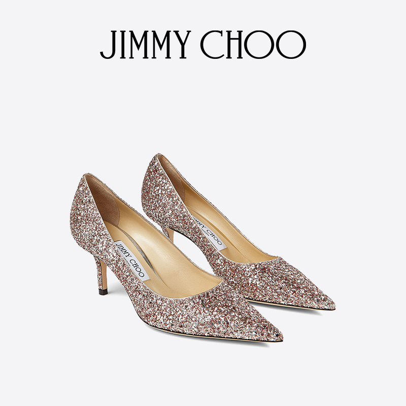 [经典款]JIMMY CHOO/LOVE 65 女士粉红混色闪粉尖头高跟鞋JC