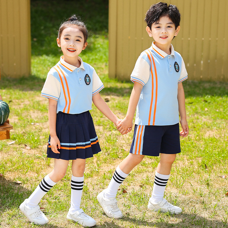 小学生校服春夏套装幼儿园园服夏季短袖儿童班服运动服学院风纯棉