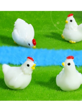 立体小摆件造型实色白鸡新款DIY配饰微景观造景小动物材料