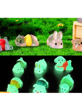 树脂夜光趴趴卡通动物 立体小动物DIY饰品配件仿真创意桌面小摆件