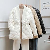 Long section thickened down cotton clothing Girl in the tide card 2023 Winter new Korean version loose small sub cotton coat jacket