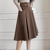 Coffee colour 100 pleats half body dress Women spring autumn new fashion small sub medium long dresses loose with high waist A character dress