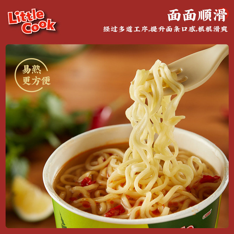 小厨师LittleCook泰式酸辣火山排骨汤面方便面70g*6杯泡面速食
