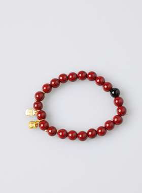 西町村屋朱砂福牌复古小众手链新