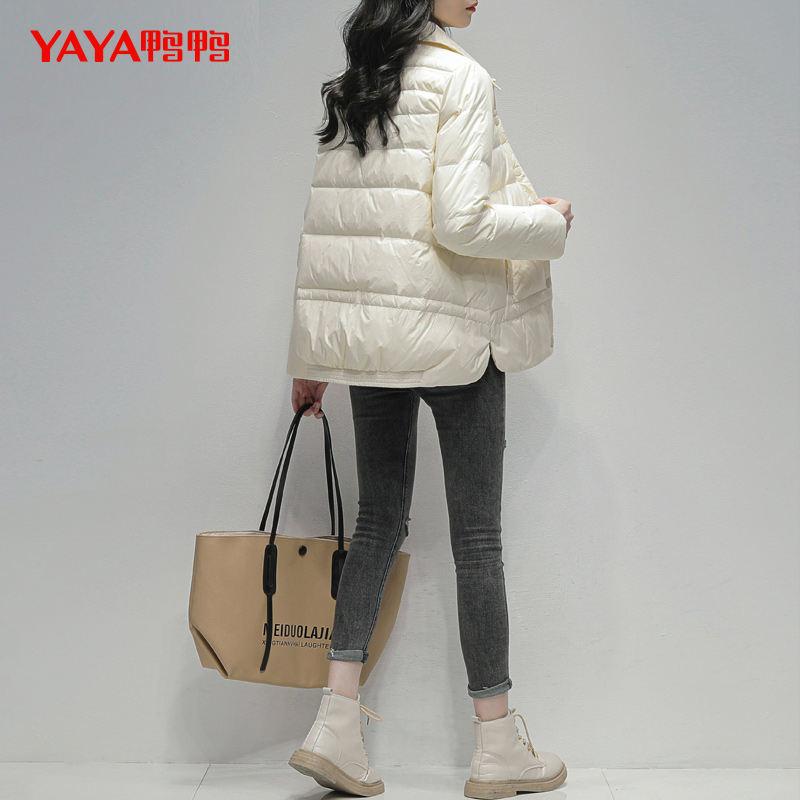 鸭鸭冬季衬衫领轻薄2021年白鸭绒 鸭鸭燃木羽绒服