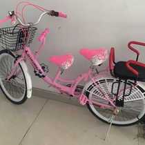 New pint parent-child bike female style with va double front and rear position guardrail to pick up children can take 2 people with children