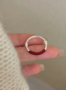 小红绳戒指女素圈食指小众设计日式轻奢时尚精致感闺蜜情侣指环