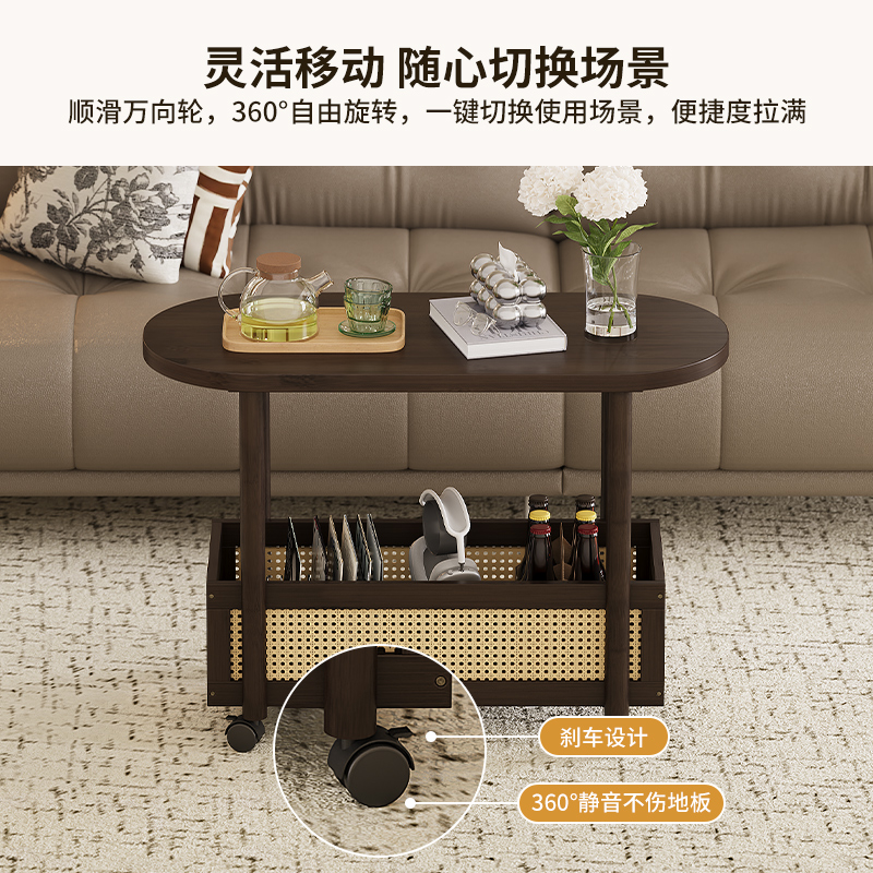 客厅复古小推车移动创意置物架沙发边几茶几零食收纳架子2025新款 - 图1