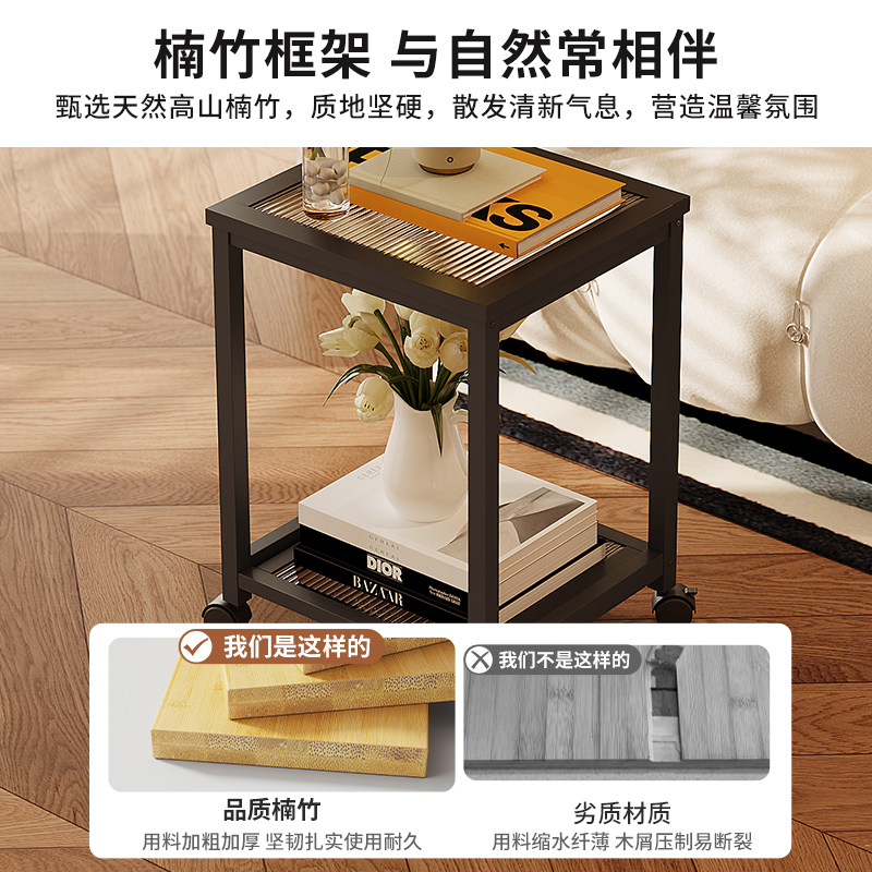 简约移动边几小推车双层储物落地多功能小户型客厅沙发置物架带轮,淘宝优惠券,粉丝福利购,淘宝优惠卷