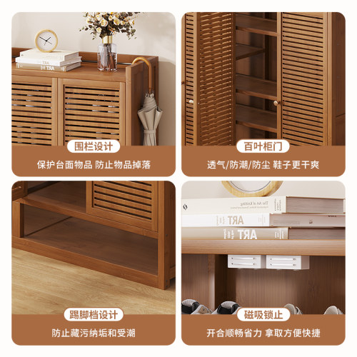 鞋柜家用门口多层大容量置物架子收纳出租屋防尘透气简易鞋架楠竹 - 图3