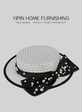 样板房间衣帽间帽子单品摆件白色灰格子复古道具展厅轻奢装饰品