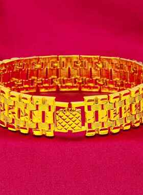 越南沙金跨境货源饰品 欧币创意镀金霸气个性男士手链 粗大沙金