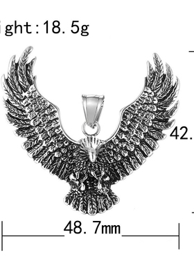 厂家直供钛钢雄鹰吊坠朋克项链复古潮男不锈钢铸造老鹰项坠吊百搭