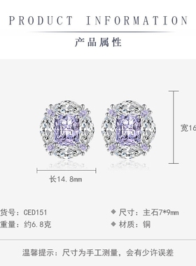 跨境新品高级感气质套装项链戒指耳钉紫色锆石结婚宴会彩宝三百搭