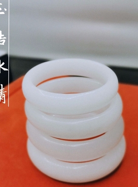 汉白玉手镯镯子羊脂白玉石玉器圆条玉镯厂家直播货源百搭