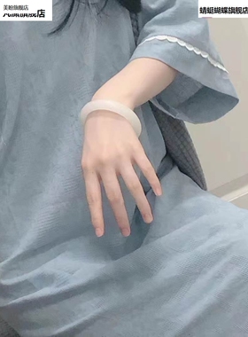 百搭年时尚玉髓手镯少女荔枝冻玛瑙加宽叮当镯翡翠色玉镯子年百搭