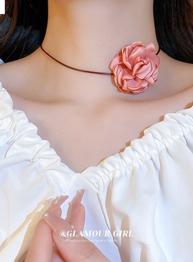 韩国新品甜美花朵项链小众设计风颈链时尚小清新项饰女百搭