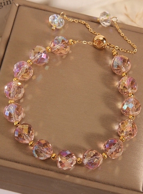 气质水晶编织手链女小众设计个性手镯简约学生闺蜜网红手环手百搭