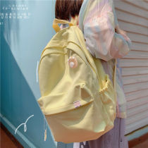 Su in the same school bag white backpack female Korean version cute milk yellow large capacity double shoulder bag junior high school girl high school student high face value 2023 new brief date department 100 lap bag