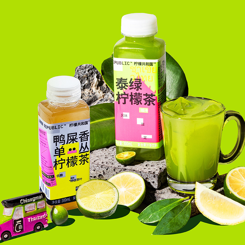 柠檬共和国全家福柠檬汁气泡果茶清爽饮料300ml*12瓶 - 图1