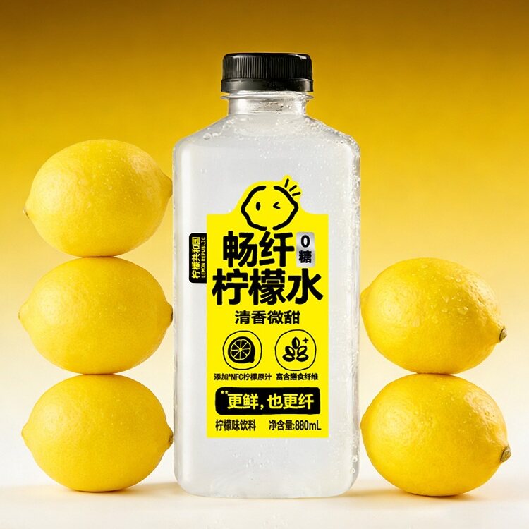 【预售】柠檬共和国柠檬水清爽解腻网红柠檬水果汁饮料880ml/瓶
