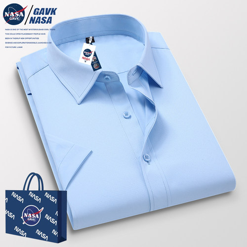 NASA GAVK衬衫男2023春秋季新品百搭潮牌男女同款情侣运动上衣-图2