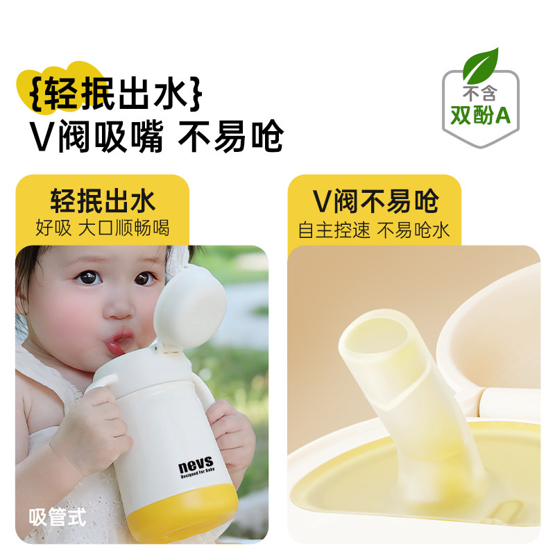 【好吸超保温】NEVS儿童保温杯婴儿宝宝水杯6个月以上直饮吸管杯,淘宝优惠券,粉丝福利购,淘宝优惠卷