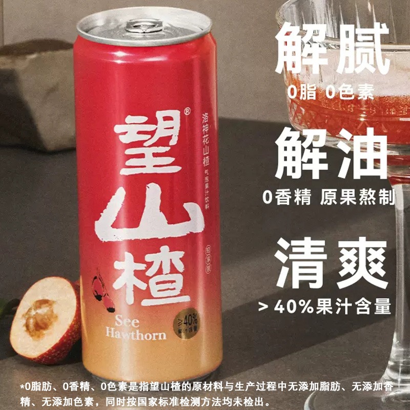 好望水山楂330ml罐装网红健康小望青柠檬果汁解腻气泡水碳酸饮料