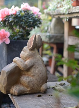 花园welcome迎宾可爱风卡通兔子