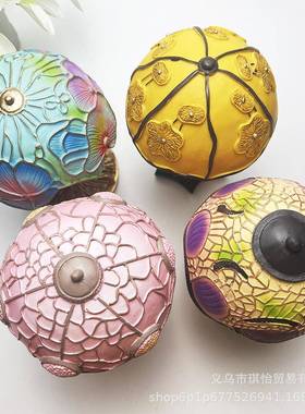 新款独立站家庭装饰七彩台灯摆件欧式乡村风格桌面摆件