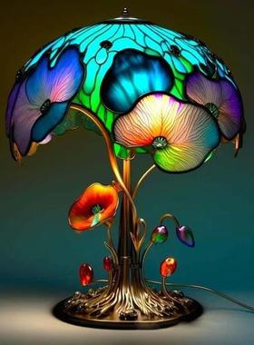 新款七彩蘑菇灯夜光USB装饰品摆件家居庭院设计装修树脂工艺