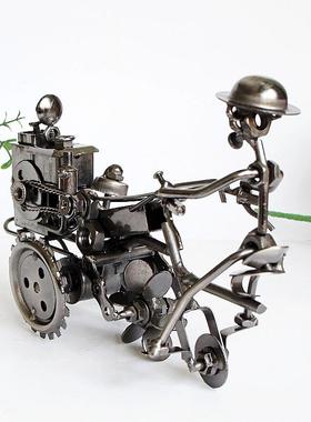 金属拖拉机模直发铁艺复古摆件手工质感型可滑动旋转 二色