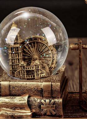 发光水晶球沙漏计时器创意摆件客厅酒柜房间满天星玻璃装饰