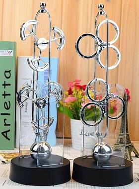 高档双轮永动仪 大型电动磁力双转摇摆器混沌摆 科教家居摆件