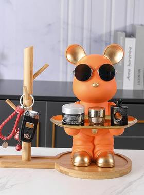 创意网红熊入门口玄关钥匙收纳摆件家居客厅鞋柜装饰品储钱罐礼物